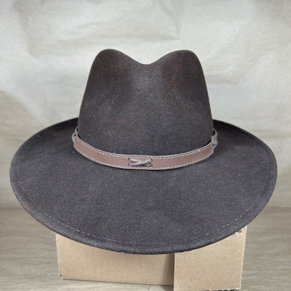 Pendleton Outback‎ Fedora Mens Small Brown Solid Wool Leather Band AB202-71131